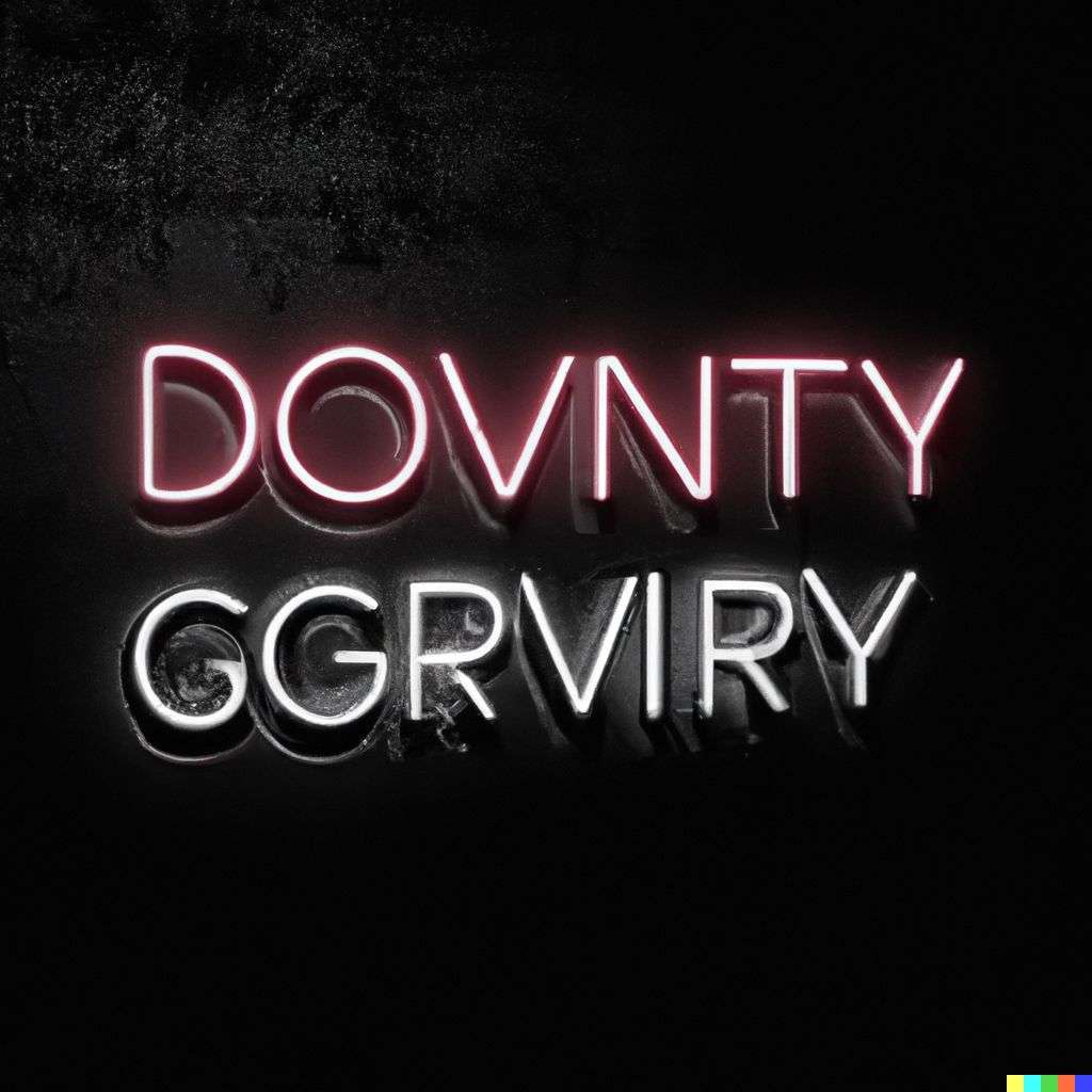 the discovery of gravity, neon sign on a black wall